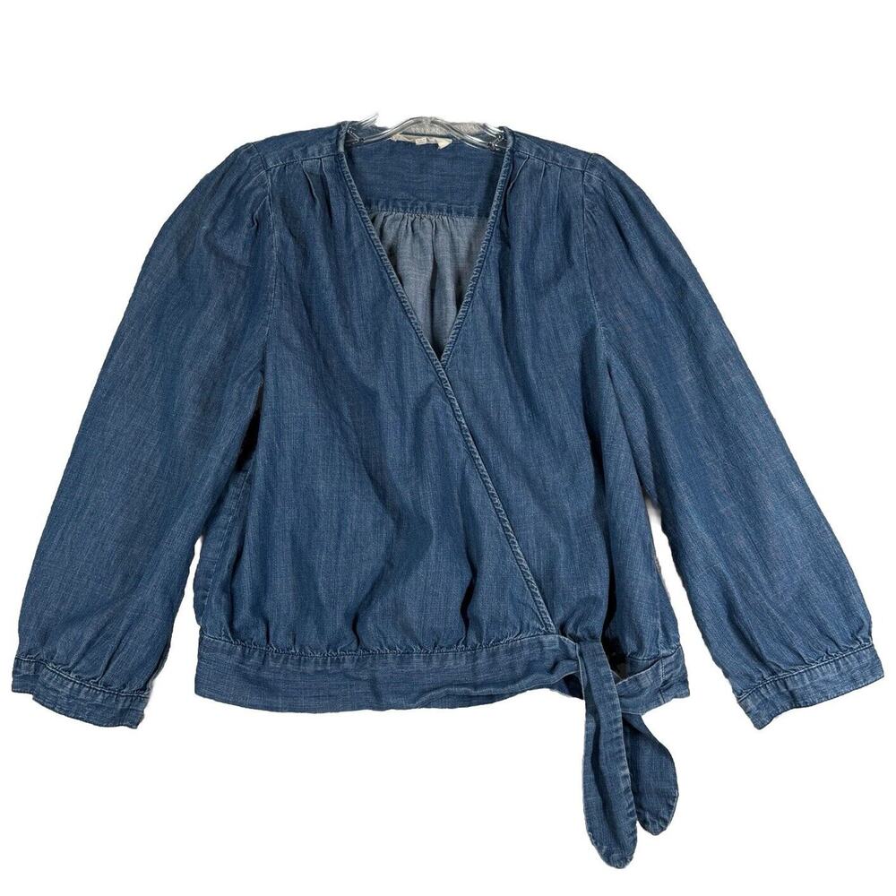 Madewell Denim Wrap Blouse in Indigo Blue